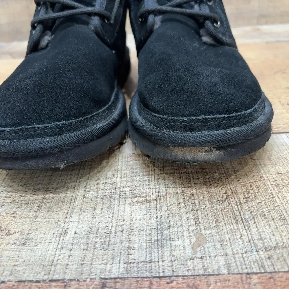 UGG Neumel Boots Mens Size 8 41 Black Suede Shearling Lined Chukka Ankle Winter